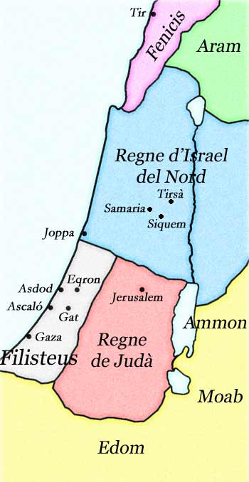 Mappa dei regni intorno a Israele intorno al IX secolo ac Copia