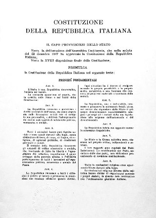 Costituzione della Repubblica Italiana - anno 1948